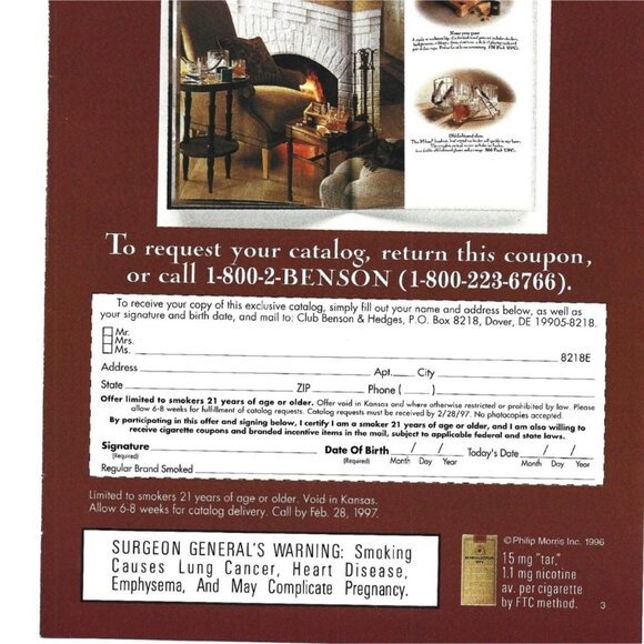 Benson and Hedges Home Collection Catalog Advertisement 1990s  Vintage Print AD - Picture 3 of 4